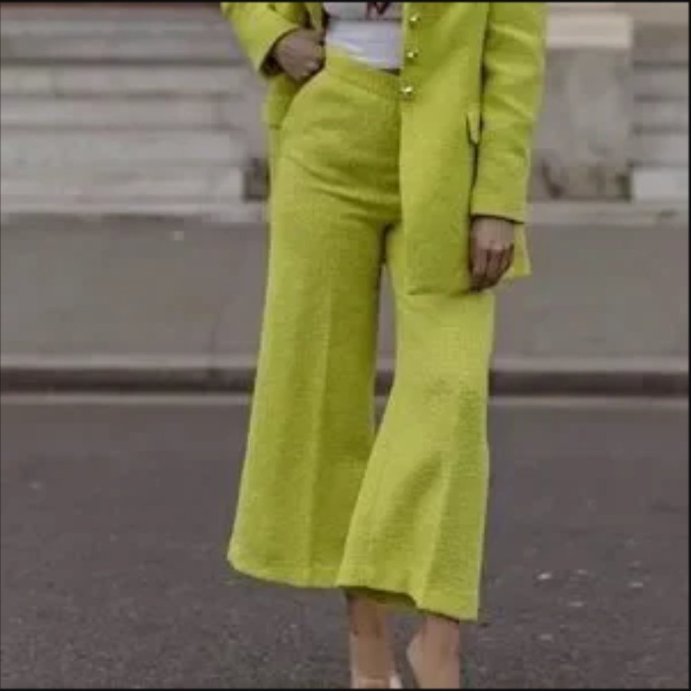 Zara textured lime small culottes Nwt